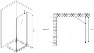 Душевая стенка ABBER Zart 90см хром S91